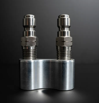 2 nozzle holder, aluminum w/2 SS plugs