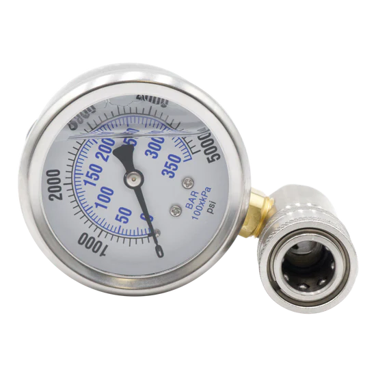 PRESSURE TEST GAUGE 5000 PSI WITH 3/8" SS QCS