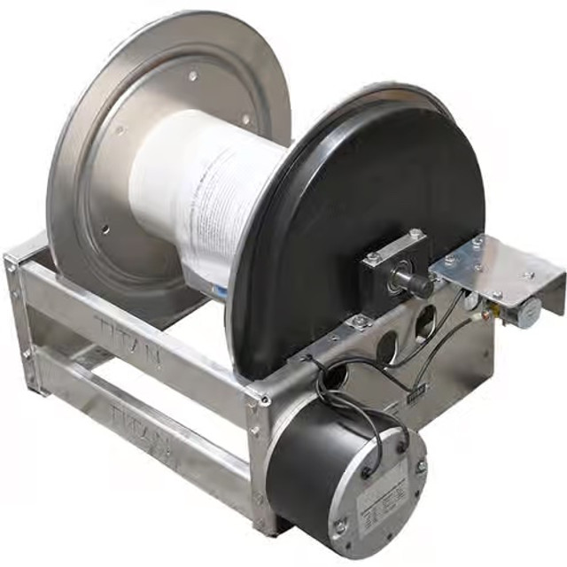 Titan 12" Electric Full Frame Aluminum Hose Reel With Stainless Steel Manifold
